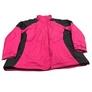 LL Bean Winter Jacket‎ Womens 2XL Pink Black Primaloft Insulated Parka Coat